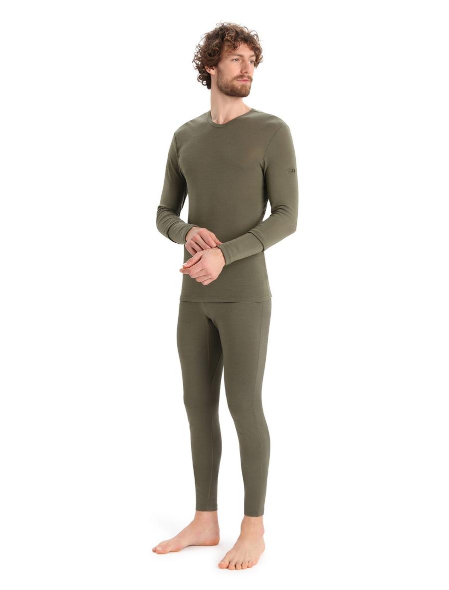 Men's Icebreaker Merino 175 Everyday Long Sleeve Crewe Thermal Top Base Layers Loden | CA 1573EBCX